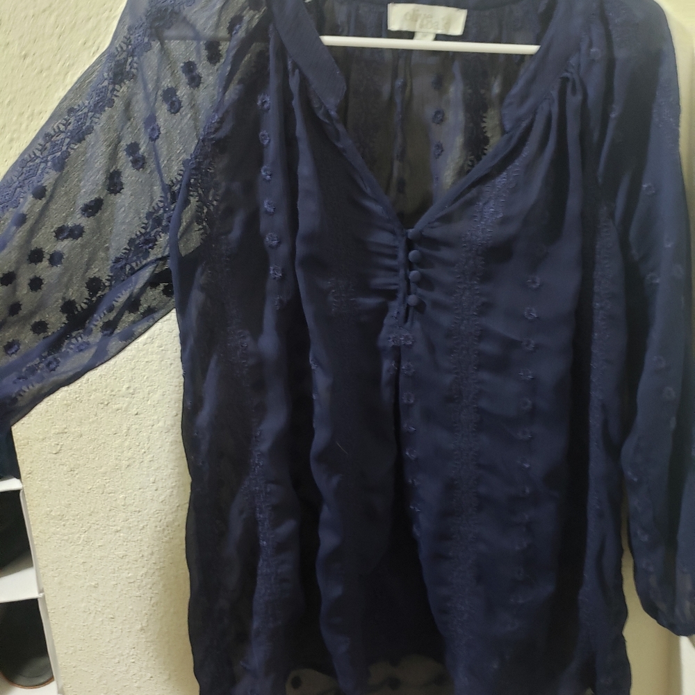 Blue see-through blouse